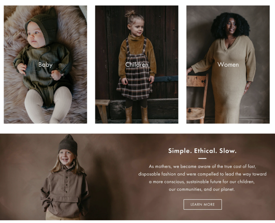 childrenswear website design